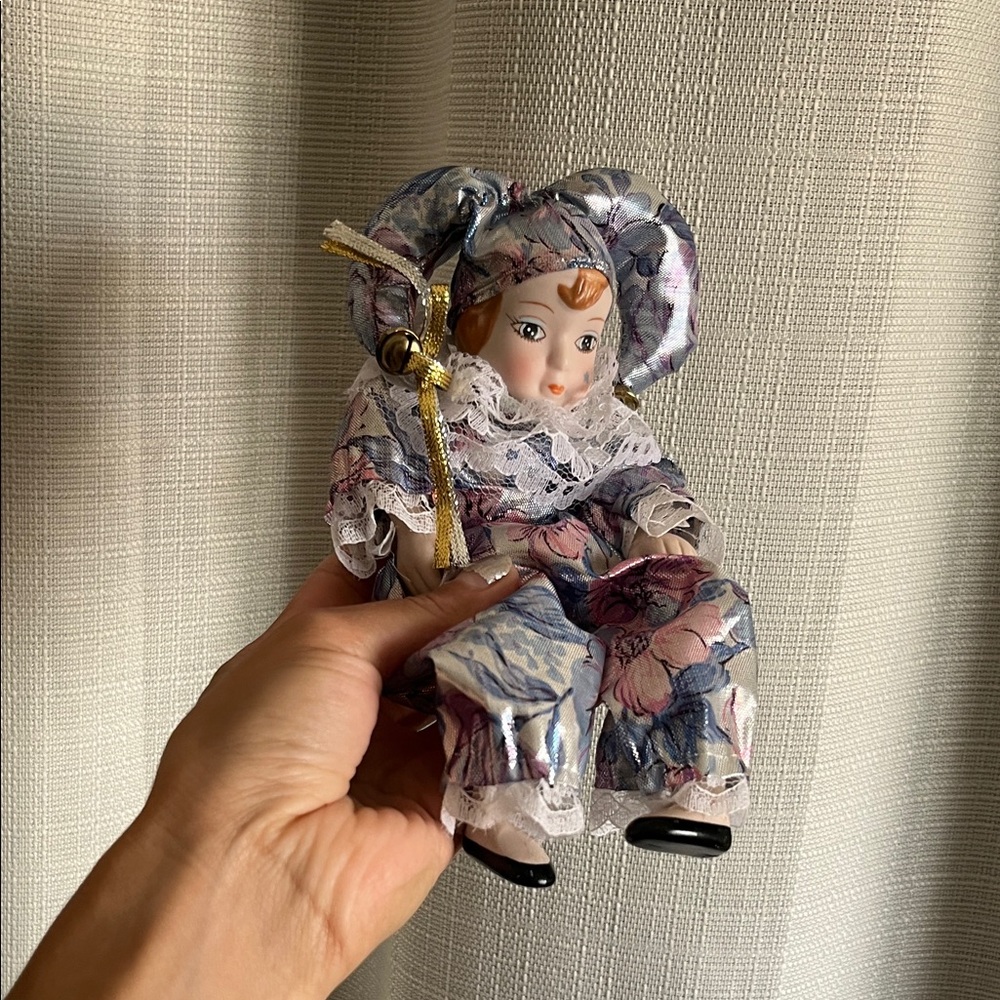Floral Porcelain Doll with Bonnet